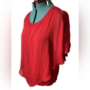 Maroon shirt with sheer poncho